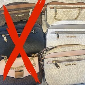 Michael Kors Crossbody Bag Bundle – White/Grey, White/Brown, White/Pink – 3 Bags